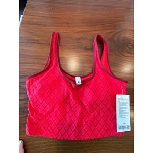 Lululemon Textured Mesh Tennis Tank Love Red Dark Red LW1FJVS Size Large NWT